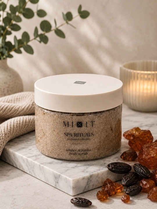 MIXIT SPA Rituals Perfumed Amber & Tonka Body Scrub - tana uchun parfyumeriya skrabi, 300 ml - 