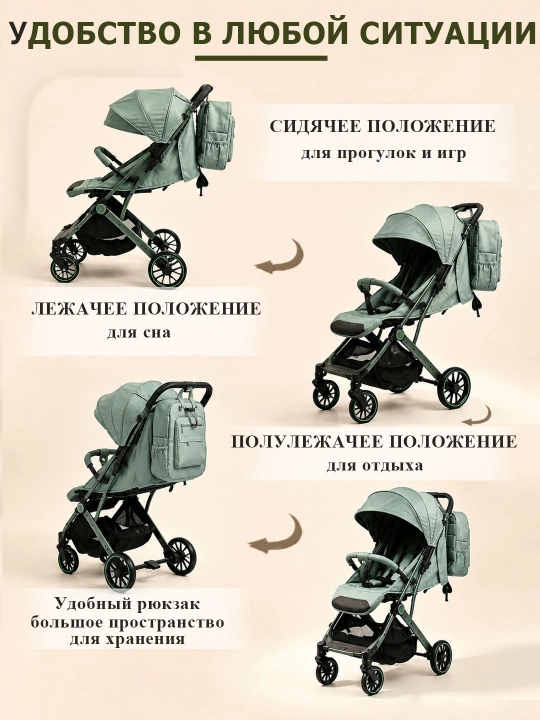 Коляска для детей 0-3 лет, водонепроницаемая, до 25 кг
