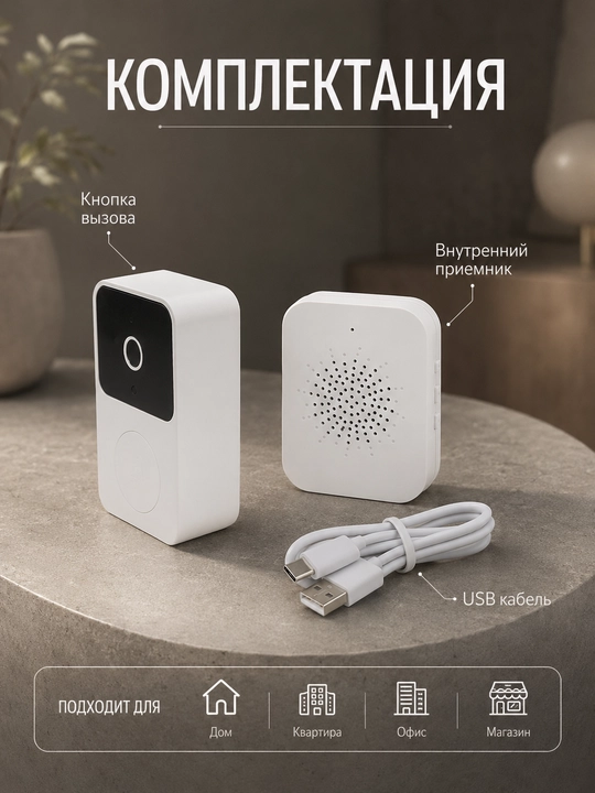 Simsiz eshik qo‘ng‘irog‘i, uy va kvartira uchun, USB quvvatli ovozli signal qurilmasi