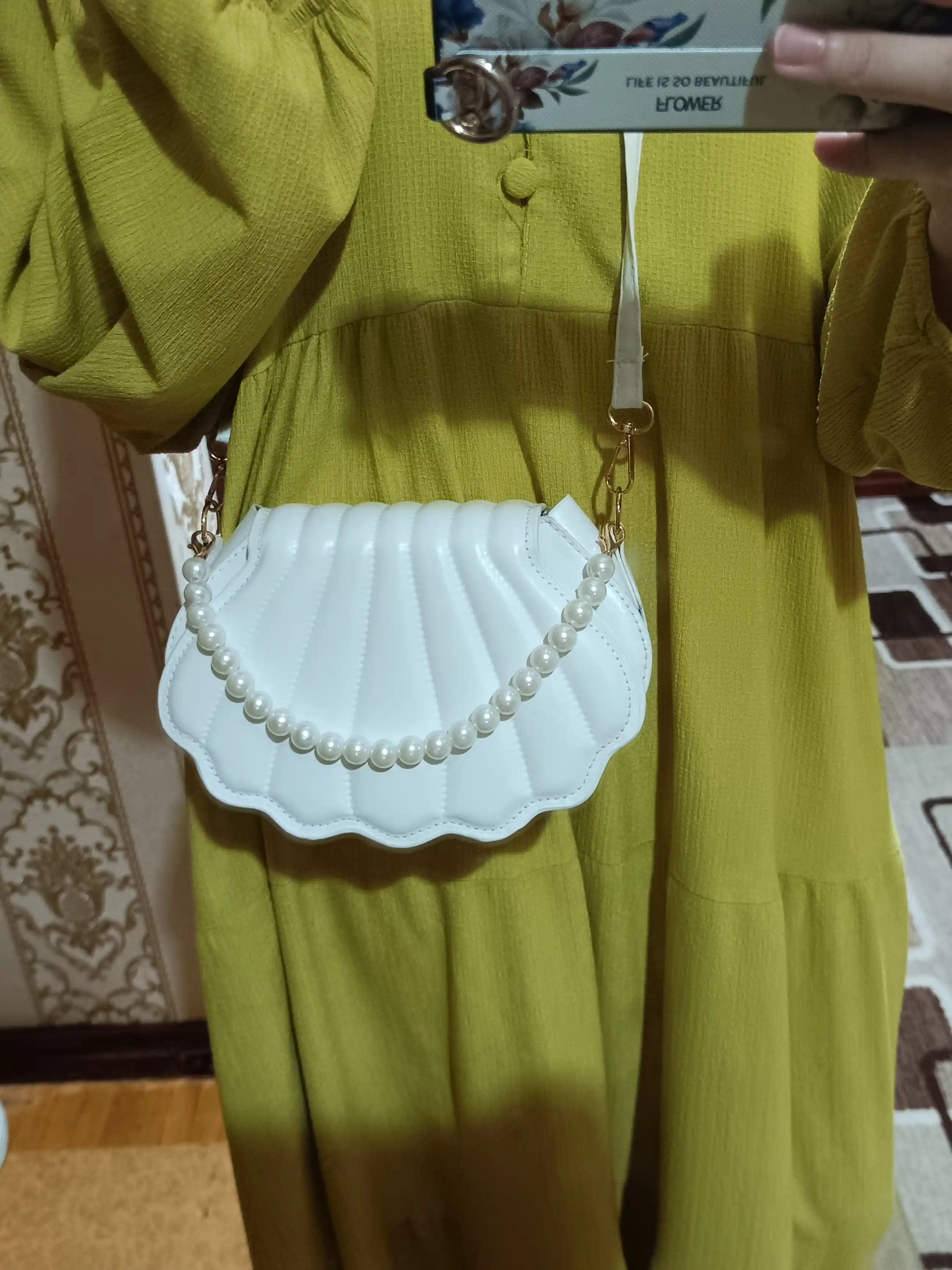 Ayollar uchun marvaridli chig'anoq shaklidagi yelka va crossbody sumka