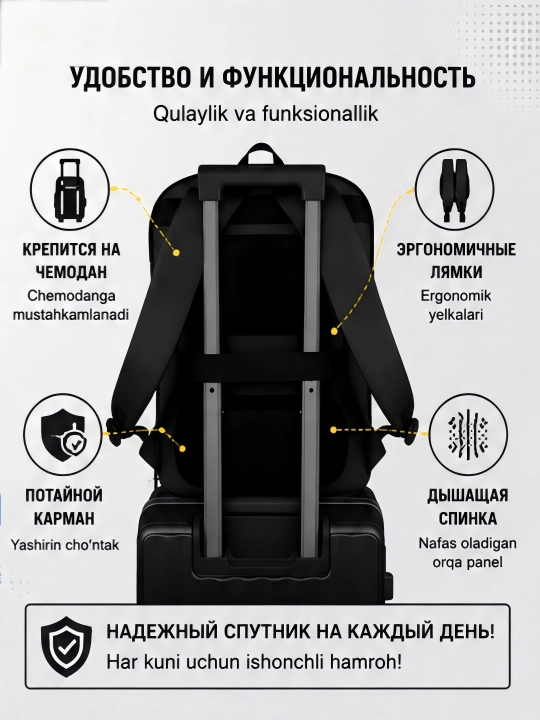 Erkaklar ryukzak transformatori