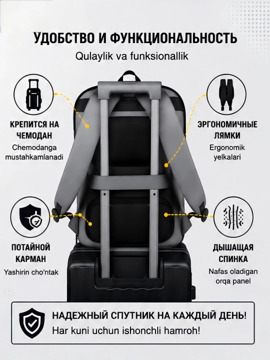Erkaklar ryukzak transformatori