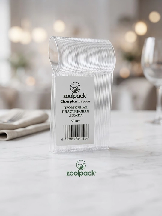 Zoolpack qoshiqlar bir martalik plastik, shaffof 50 dona, 16.5 sm - 