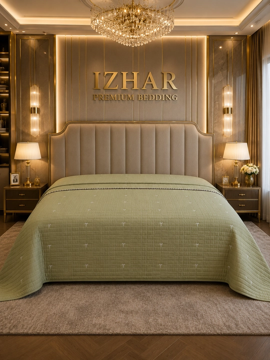 Стеганое двуспальное покрывало IZHAR Premium, серое - 