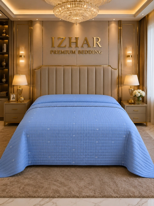 IZHAR Premium qavilgan ikki kishilik krovat yopqichi, kulrang - 