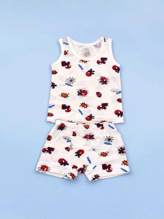 O‘g‘il bolalar uchun mayka va trusik to‘plami Spider dizayn, 100% paxta, 2–7 yosh - 
