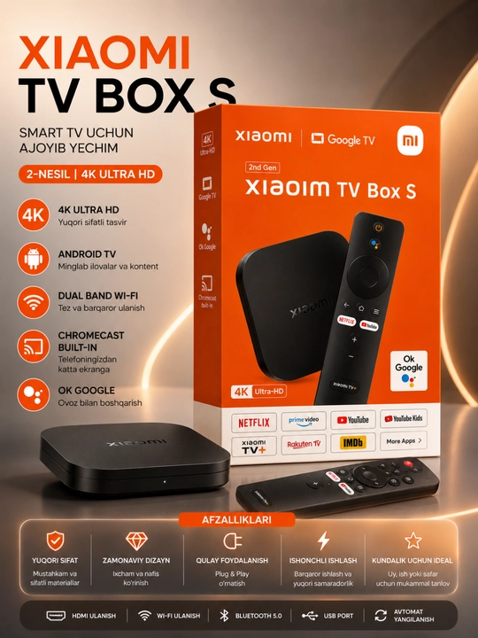 Xiaomi TV Box S (2-avlod) / Xiaomi TV Stick – Smart TV Media Pleeri 4K Ultra HD - 