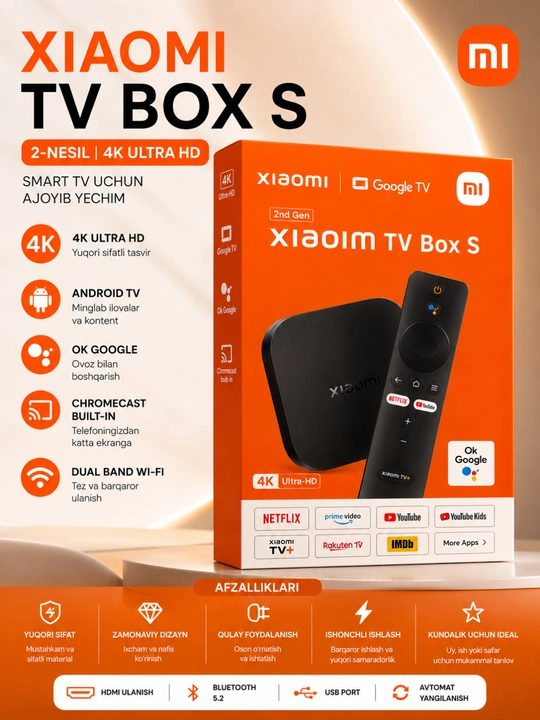 Xiaomi TV Box S (2-avlod) / Xiaomi TV Stick – Smart TV Media Pleeri 4K Ultra HD - 