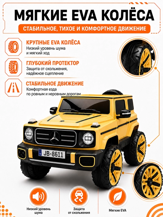 Детский электромобиль 24V 4×4, 4 мотора 550, LED, Bluetooth, управление через APP