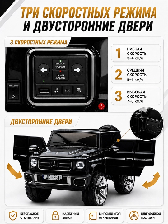 Детский электромобиль 24V 4×4, 4 мотора 550, LED, Bluetooth, управление через APP