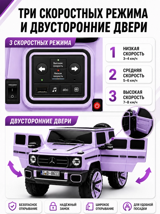 Детский электромобиль 24V 4×4, 4 мотора 550, LED, Bluetooth, управление через APP