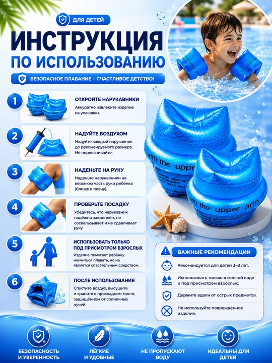 Нарукавники для плавания, детские нарукавники, надувные нарукавники, спасательные жилеты