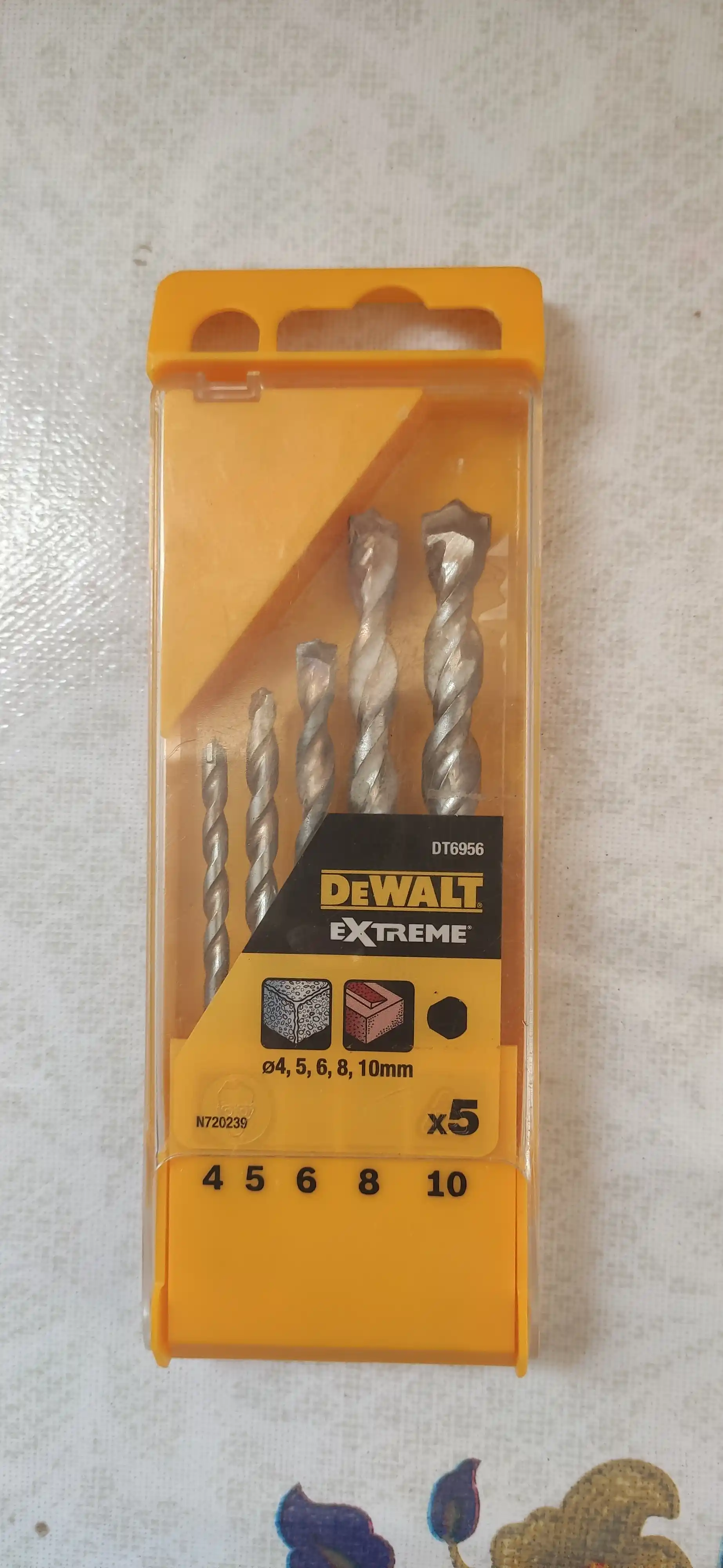 Набор сверл по бетону DeWALT "EXTREME MASONRY" 4-10 мм, 5 шт, DT6956-QZ