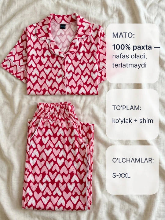 Uy pijamasi, paxta, to'plam