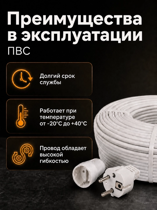 Удлинитель силовой ПВС 2×1,5, 1 розетка, угловая вилка, 2–100 м, белый