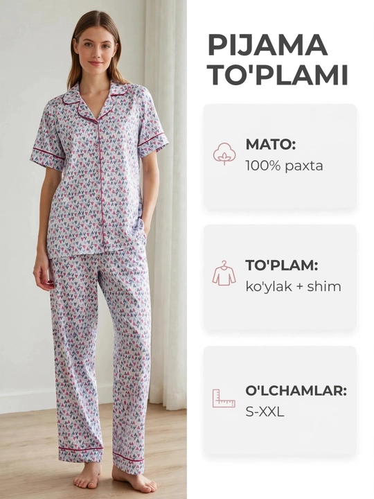 Uy pijamasi, paxta, to'plam