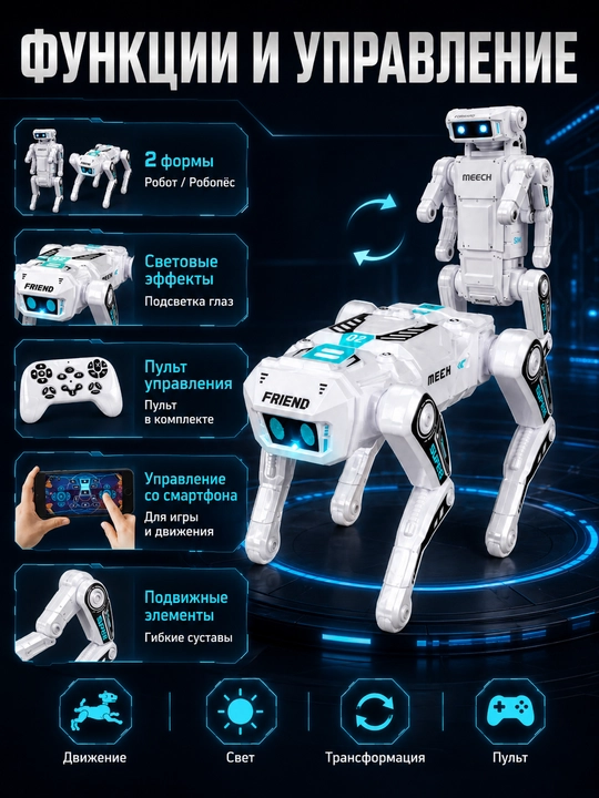 Transformator Robot IT, masofadan boshqariladigan robot o‘yinchoq, LED chiroqlar bilan