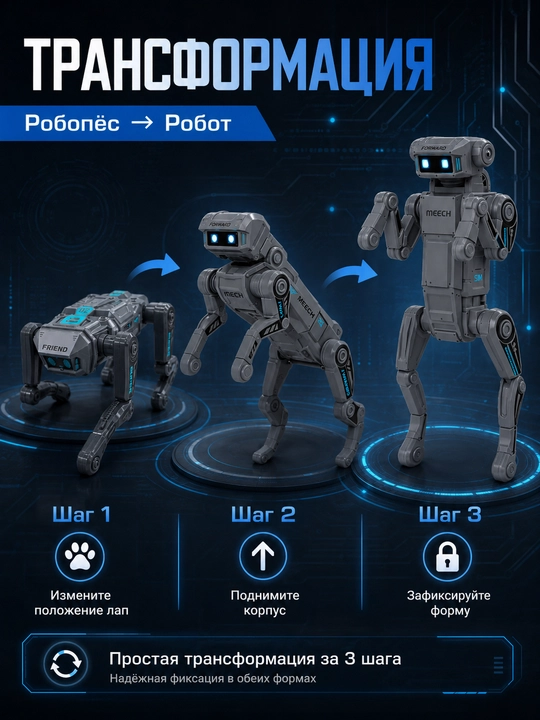 Transformator Robot IT, masofadan boshqariladigan robot o‘yinchoq, LED chiroqlar bilan