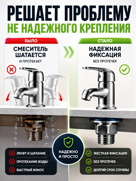 Комплект крепления для смесителя универсальный металлический для раковины и мойки