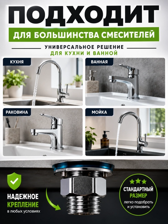 Комплект крепления для смесителя универсальный металлический для раковины и мойки