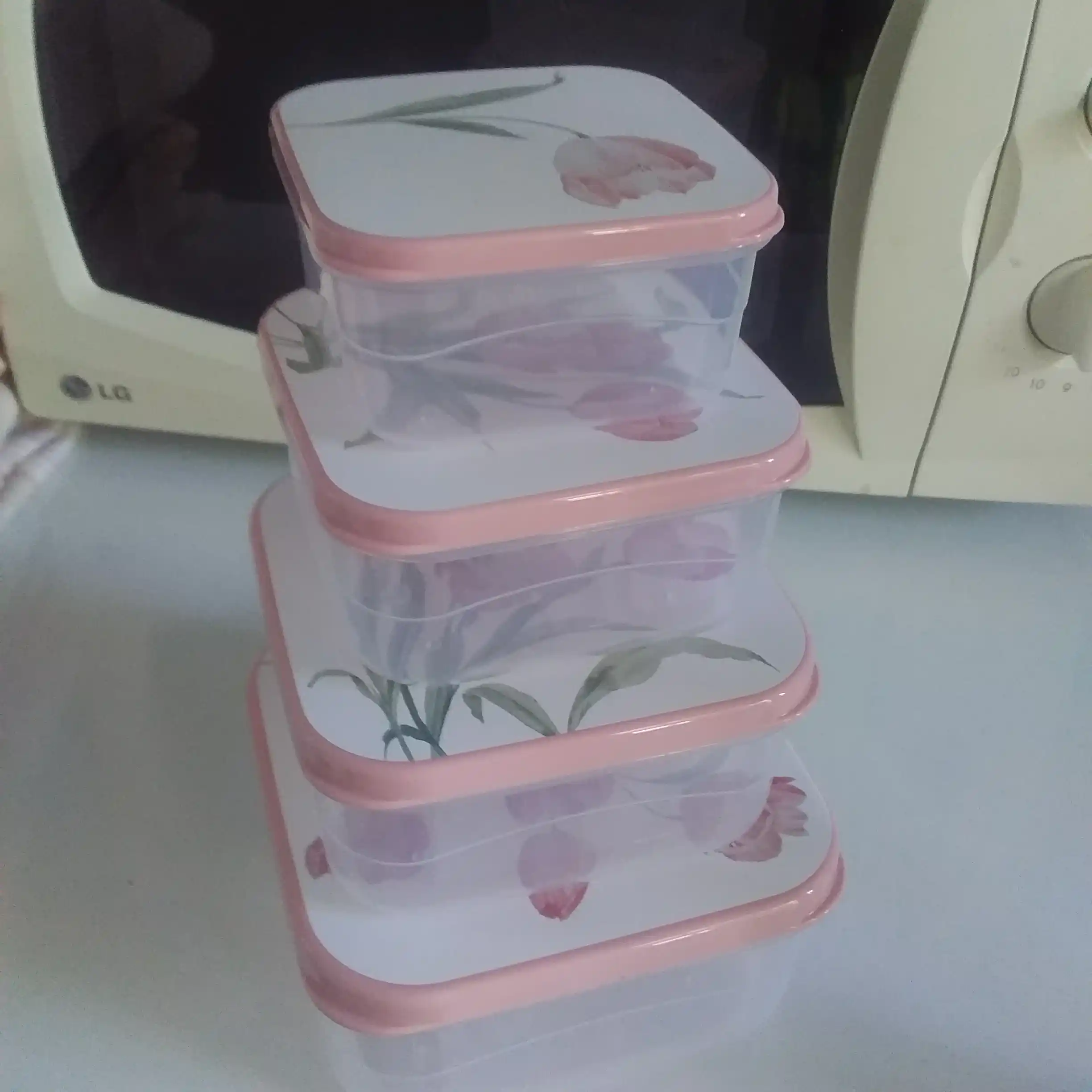 Комплект контейнеров для продуктов, с крышками, с декором, 3, 4, 5, 6 шт