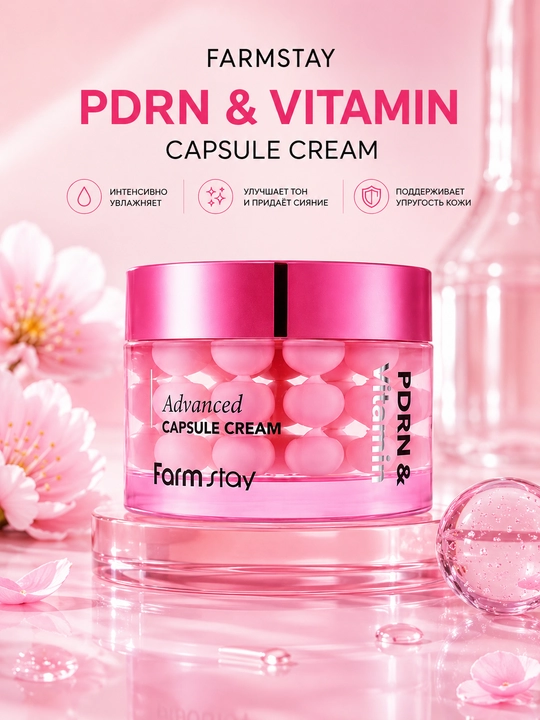 FARMSTAY PDRN va vitamin kapsulali yuz kremi - 