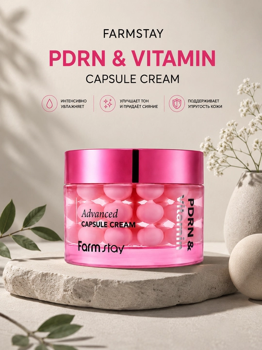 FARMSTAY PDRN va vitamin kapsulali yuz kremi - 