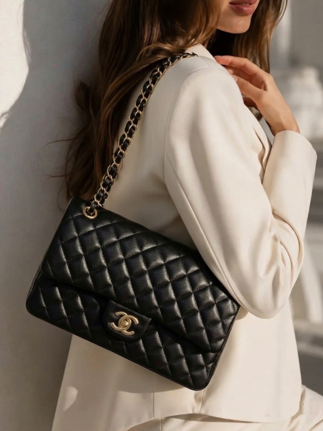 Chanel uslubidagi ayollar yelkama-sumkasi, mini Chanel debriyaj sumkasi - 