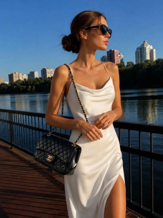 Chanel uslubidagi ayollar yelkama-sumkasi, mini Chanel debriyaj sumkasi