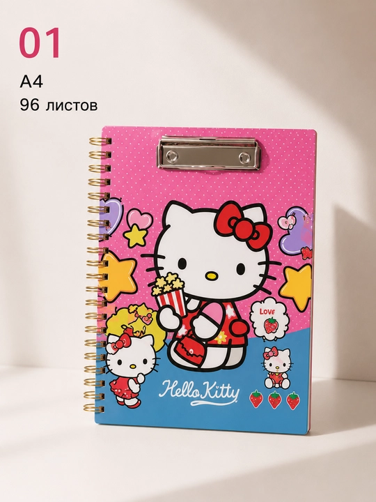 HelloKitty daftar-plansheti, metall prujinali, konspektlar yozish, shaxsiy sirlarni saqlash uchun - 