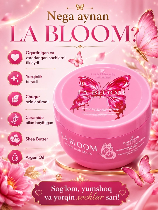 Набор для ухода за телом и волосами LA BLOOM, лосьон, гель, маска и парфюм, 4 в 1