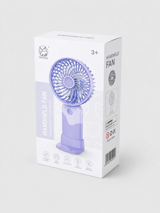 Portativ mini qo‘l ventilyatori USB Type-C, 3 tezlik, jim, akkumulyatorli fan
