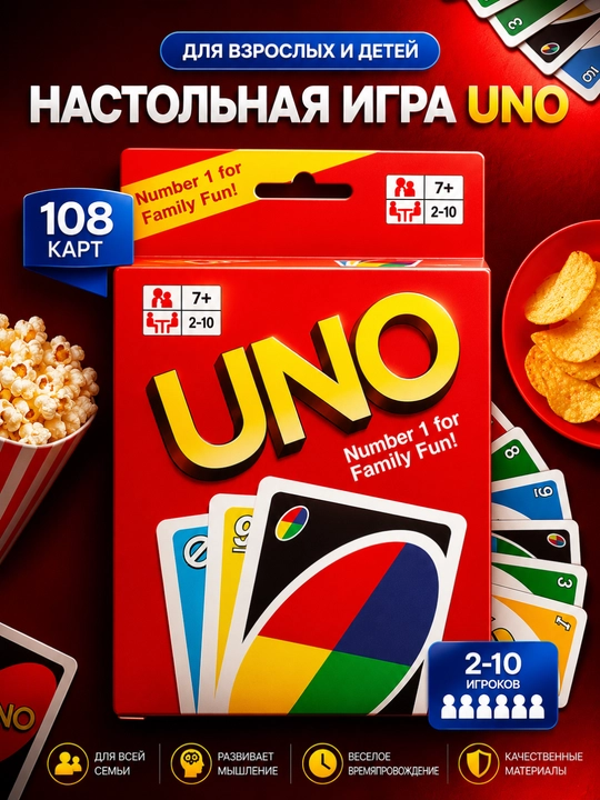 Настольная игра UNO, карточная игра для компании и семьи