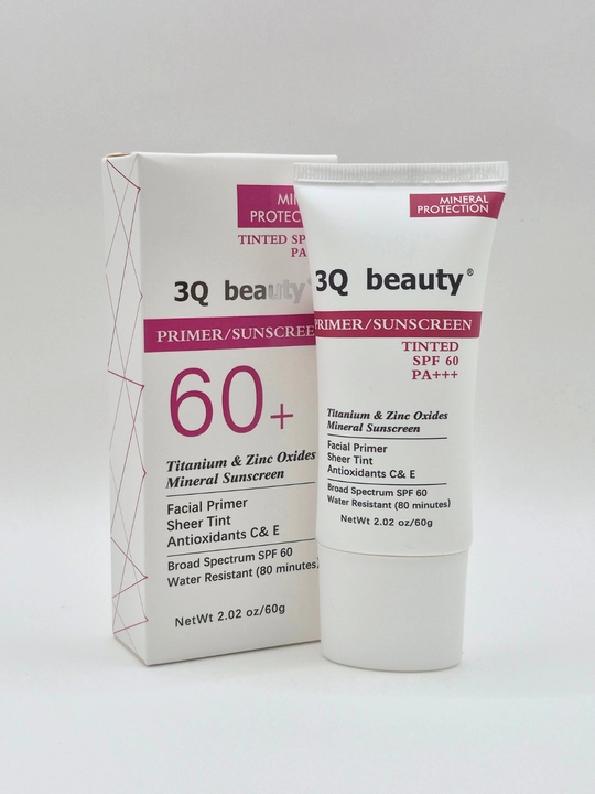 Yuz uchun 3Q Beauty Tinted Sunscreen SPF 60 PA+++ yengil tusli praymer-kremi, 60 g