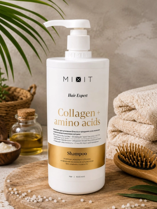 MIXIT Hair Expert kollagen + Amino Acids shampuni - kollagen va aminokislotalar bilan, 1000 ml - 
