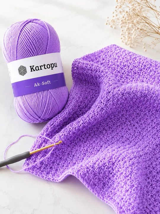 Kartopu Ak-Soft ip – Paxtali to‘qish ipi, amigurumi va kroshe uchun yumshoq ip 50g/160m