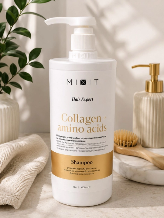 MIXIT Hair Expert Collagen + Amino Acids Shampoo - коллаген и аминокислотами, 1000 мл