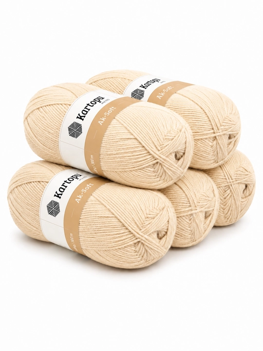 Kartopu Ak-Soft ip – Paxtali to‘qish ipi, amigurumi va kroshe uchun yumshoq ip 50g/160m - 