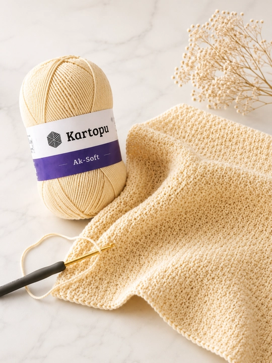 Kartopu Ak-Soft ip – Paxtali to‘qish ipi, amigurumi va kroshe uchun yumshoq ip 50g/160m