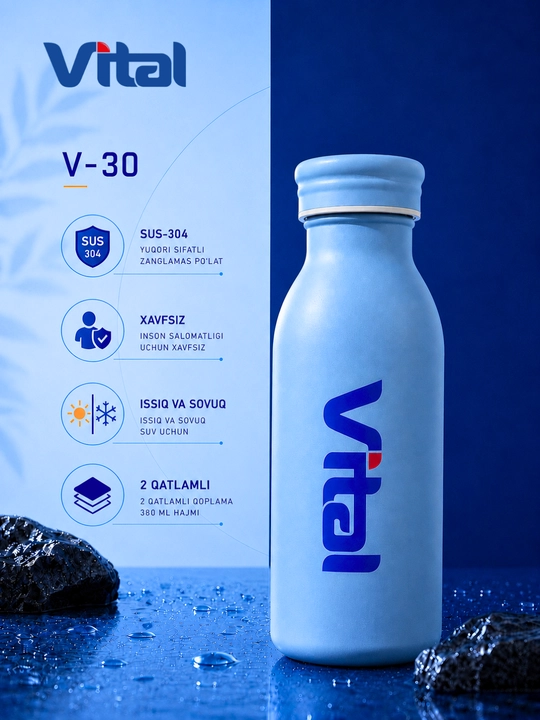 VITAL zanglamas po‘latdan tayyorlangan termos-butilka, hajmi 380 ml - 