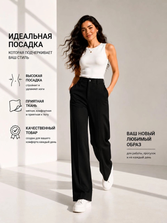 Ayollar uchun baland belimli keng klassik shimlar, kuz fasli uchun