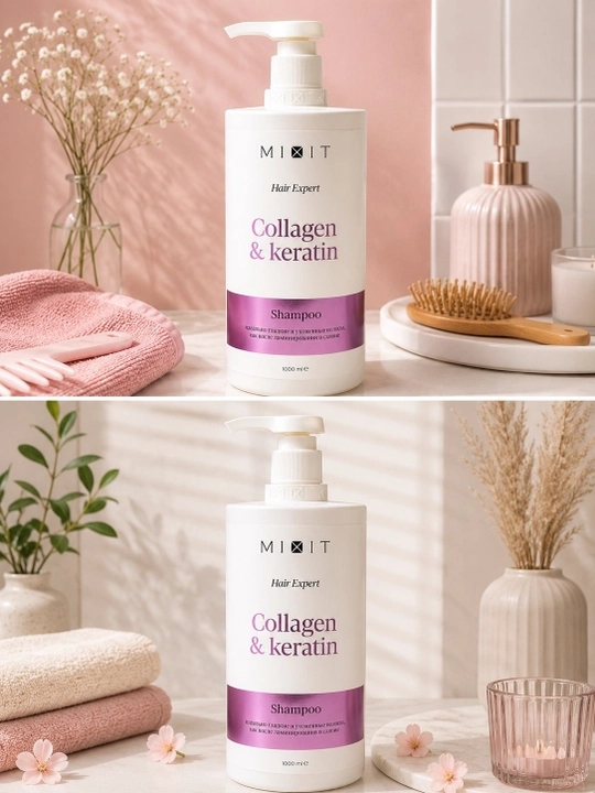 MIXIT Hair Expert Collagen & Keratin Shampoo — шампунь  с коллагеном и кератином, 1000 мл