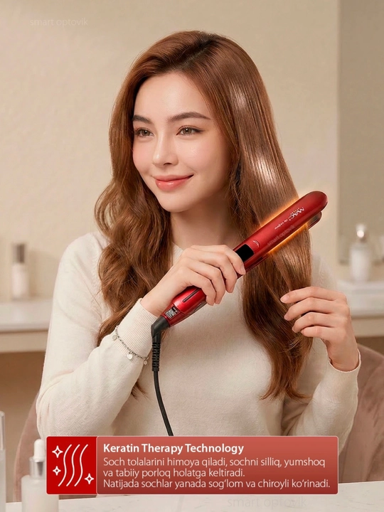 Soch dazmoli MAC Styler, professional soch tekislagich, titan plastinali, soch to‘g‘rilash