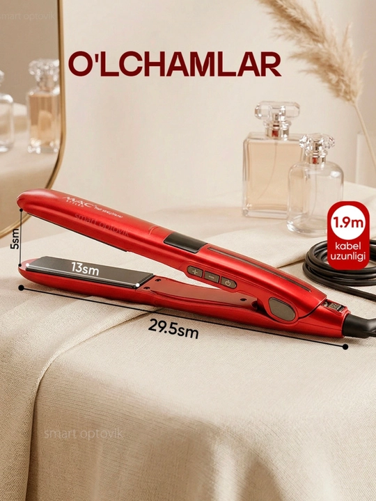 Soch dazmoli MAC Styler, professional soch tekislagich, titan plastinali, soch to‘g‘rilash