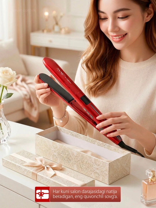 Soch dazmoli MAC Styler, professional soch tekislagich, titan plastinali, soch to‘g‘rilash
