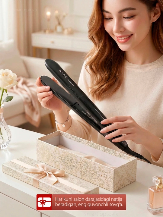 Soch dazmoli MAC Styler, professional soch tekislagich, titan plastinali, soch to‘g‘rilash