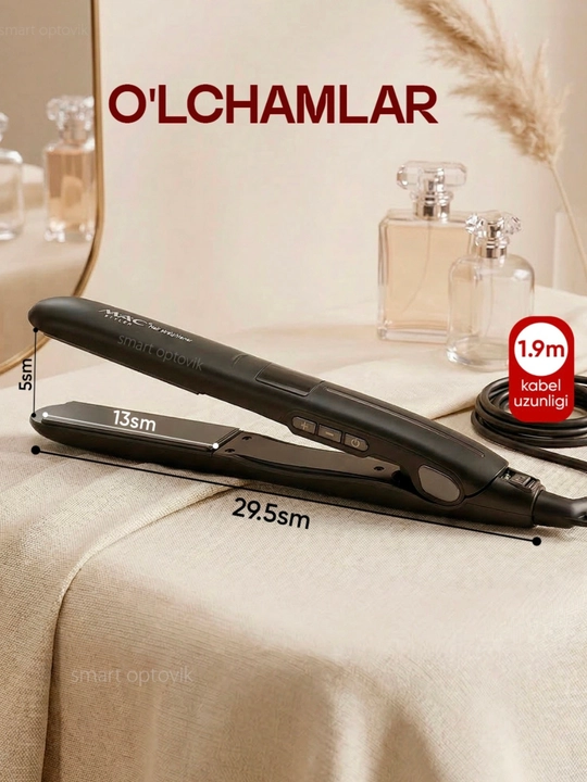 Soch dazmoli MAC Styler, professional soch tekislagich, titan plastinali, soch to‘g‘rilash