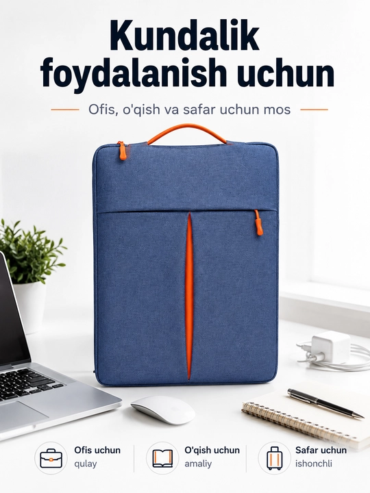 Noutbuk va Macbook 14-15.6 o'lchamli suv o'tqazmaydigan sumka