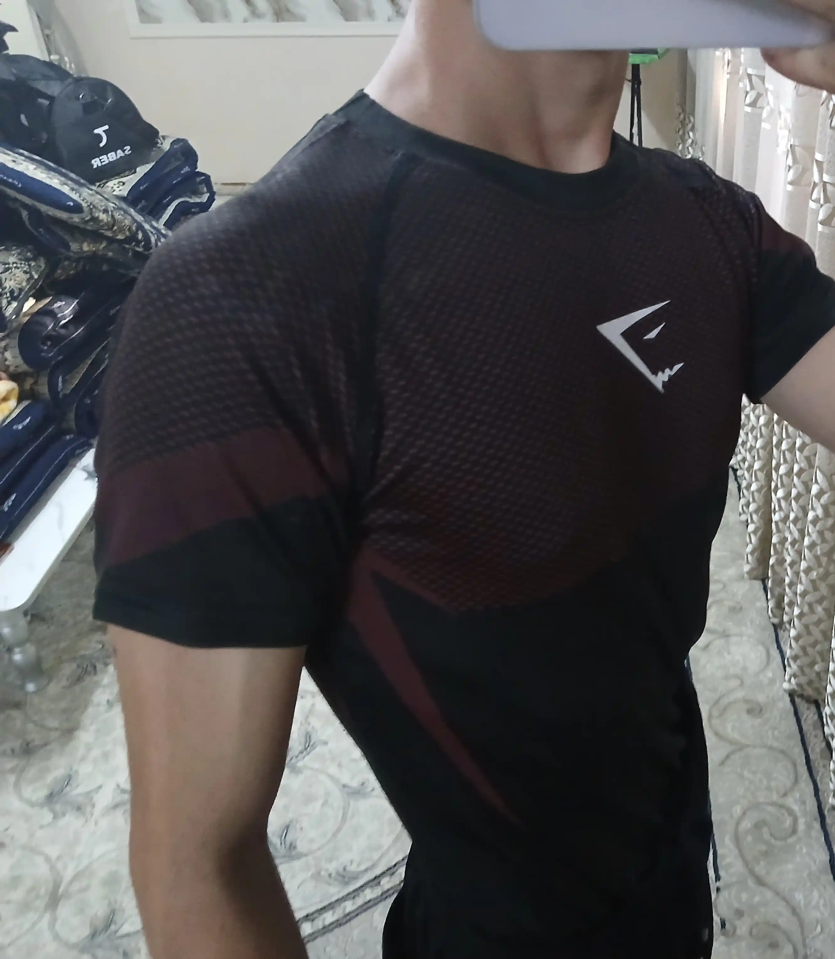 Gym Shark uslubidagi kompression futbolka - rashgard, sport, erkaklar uchun, fitnes uchun
