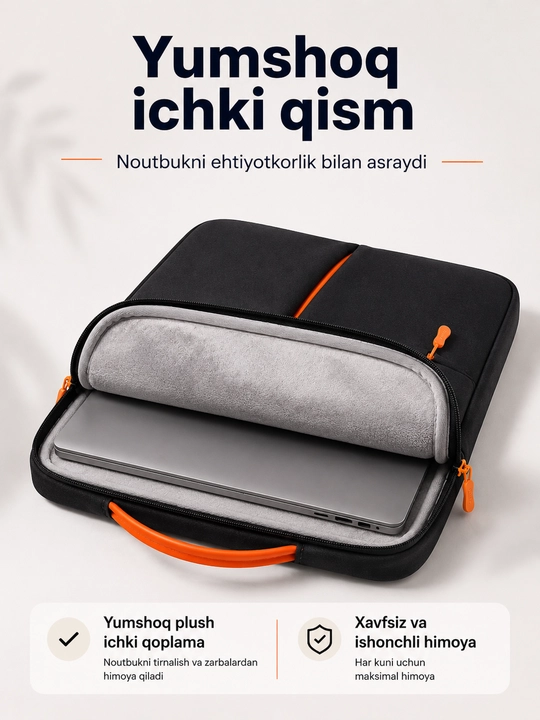 Noutbuk va Macbook 14-15.6 o'lchamli suv o'tqazmaydigan sumka
